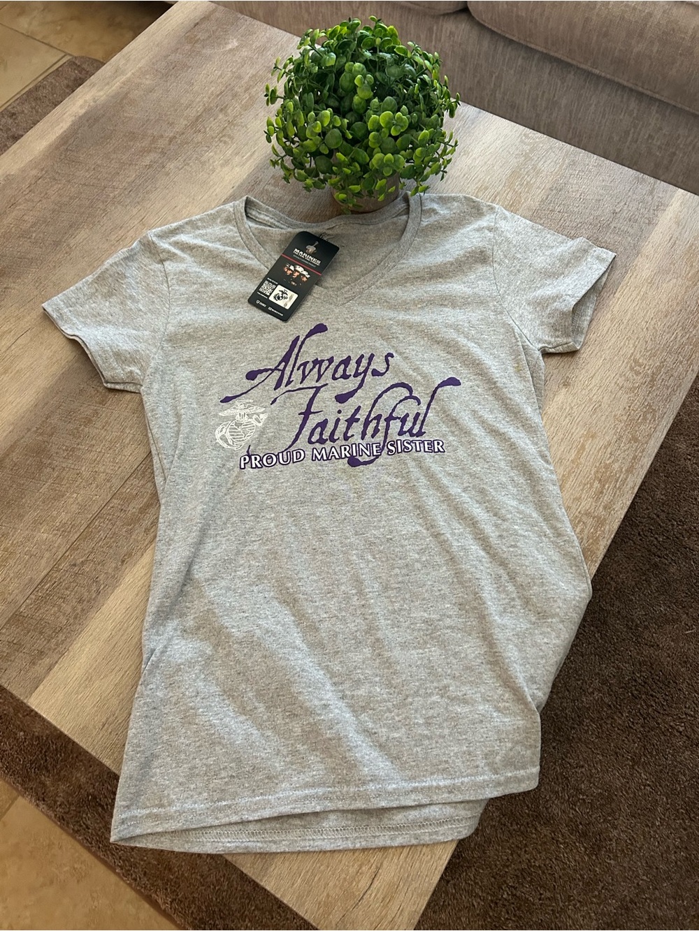 Always Faithful Proud Marine Sister Gray Tee